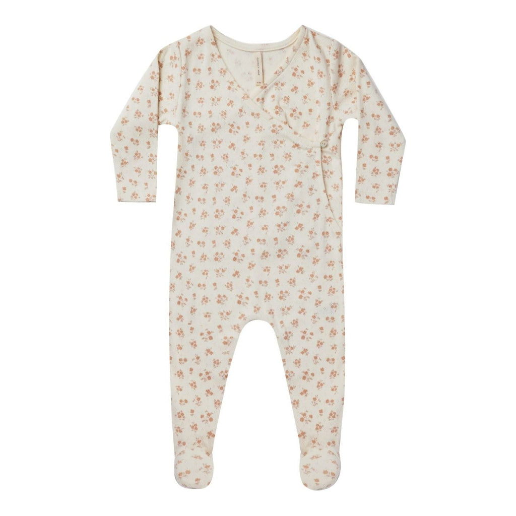 Pointelle Wrap Footie  Blush Floral – Little Pinwheels